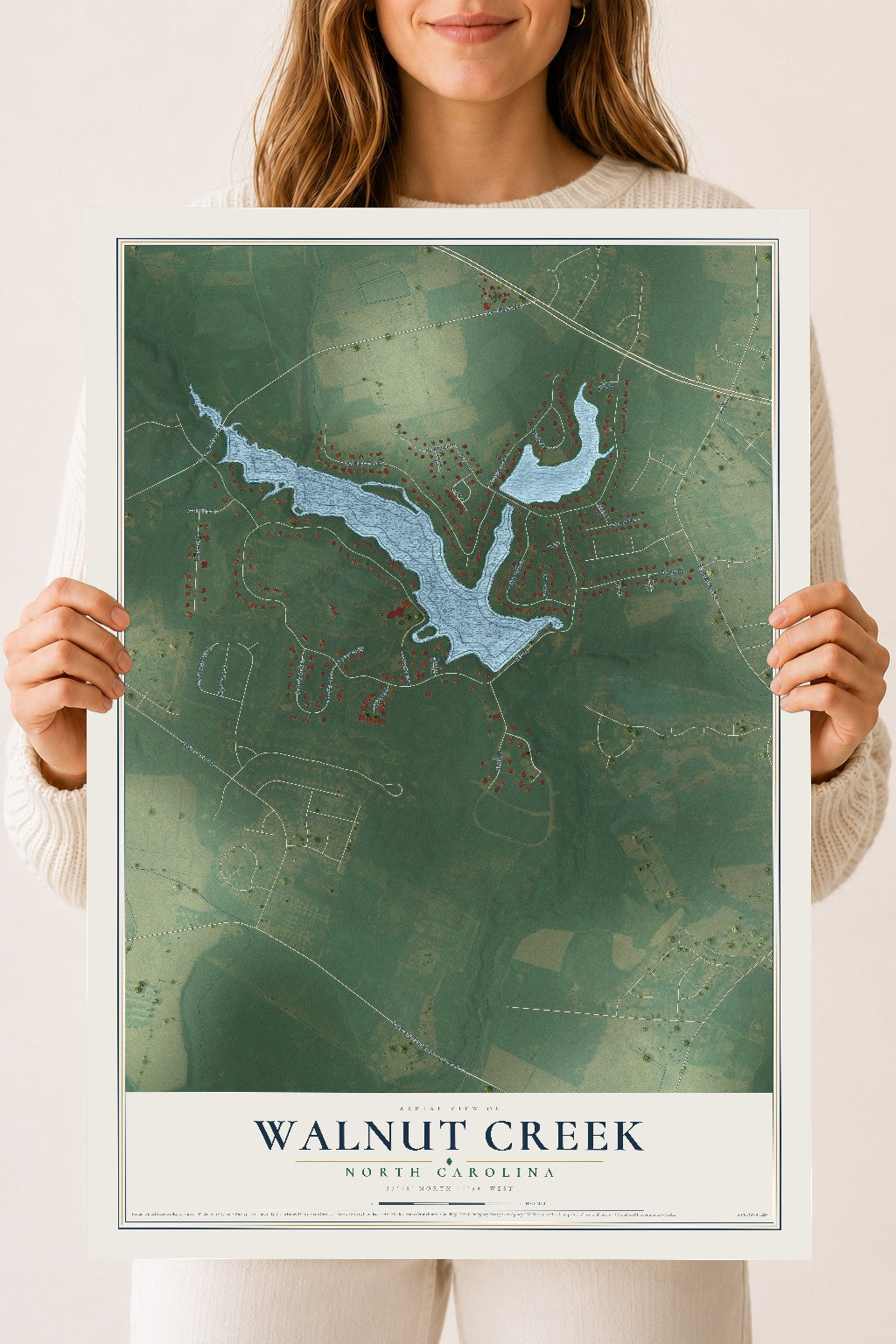 Map of Walnut Creek, North Carolina, 18 x 24 inch unframed archival matte print