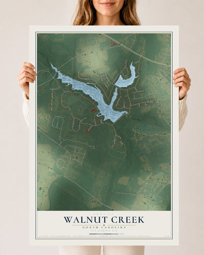 Map of Walnut Creek, North Carolina, 24 x 36 inch unframed archival matte print