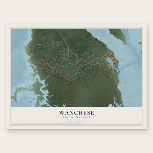 Wanchese, North Carolina map print, the full design
