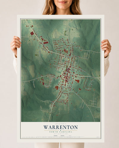 Map of Warrenton, North Carolina, 24 x 36 inch unframed archival matte print