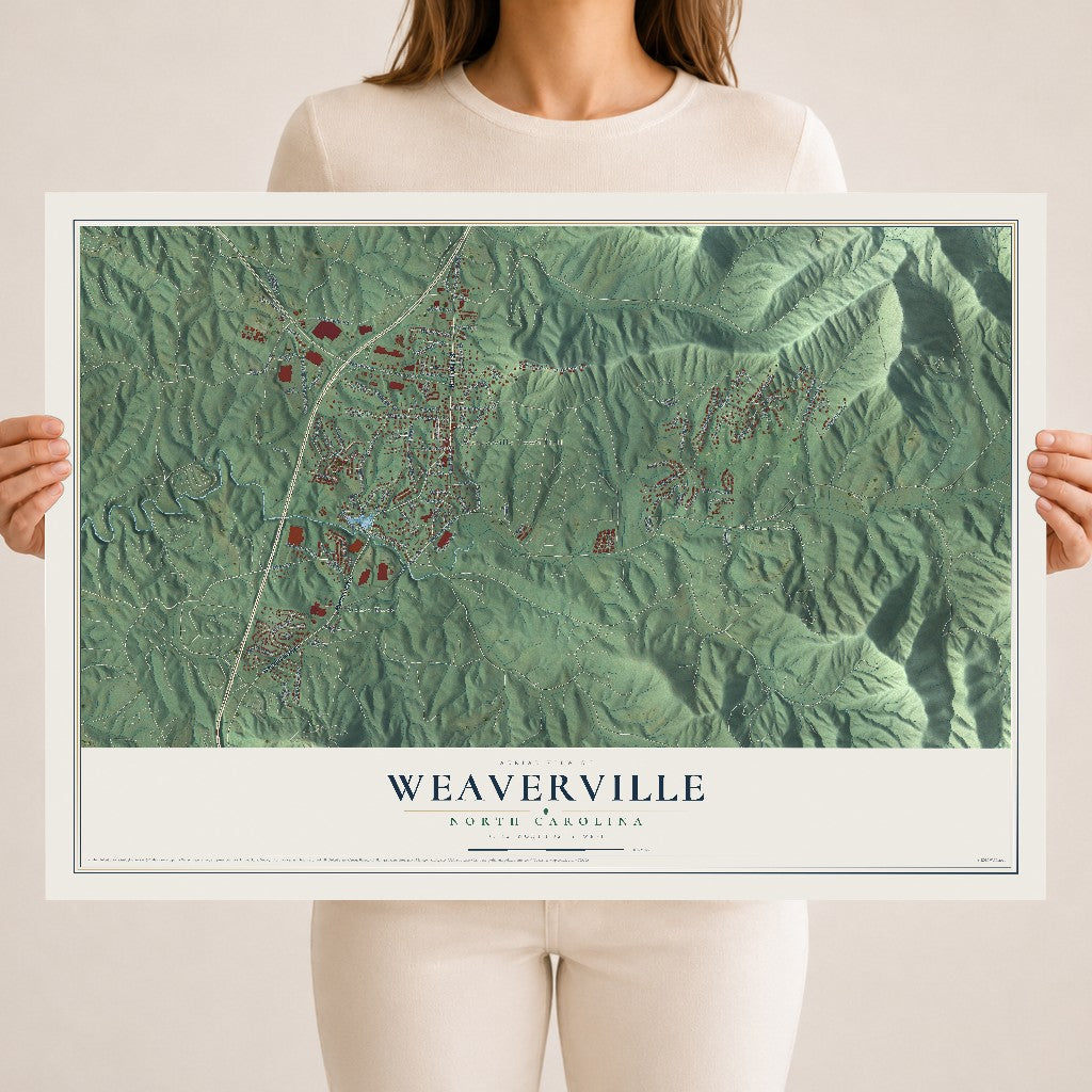 Map of Weaverville, North Carolina, 18 x 24 inch unframed archival matte print
