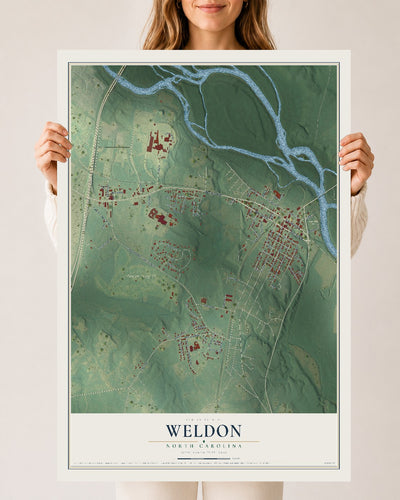 Map of Weldon, North Carolina, 24 x 36 inch unframed archival matte print