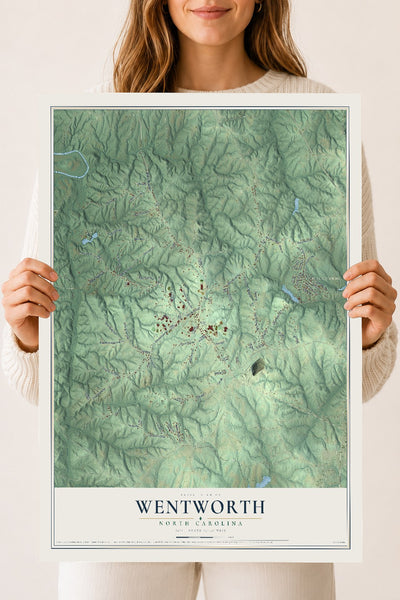 Map of Wentworth, North Carolina, 18 x 24 inch unframed archival matte print
