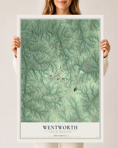 Map of Wentworth, North Carolina, 24 x 36 inch unframed archival matte print