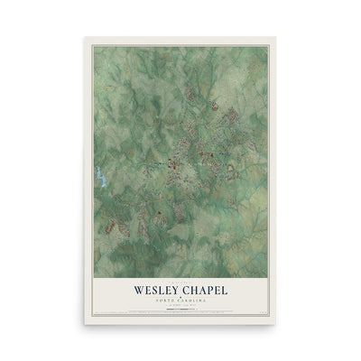Map of Wesley Chapel, North Carolina, 12 x 18 inch unframed archival matte print