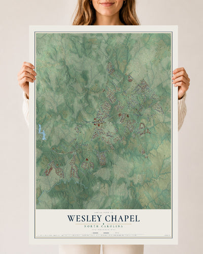 Map of Wesley Chapel, North Carolina, 24 x 36 inch unframed archival matte print