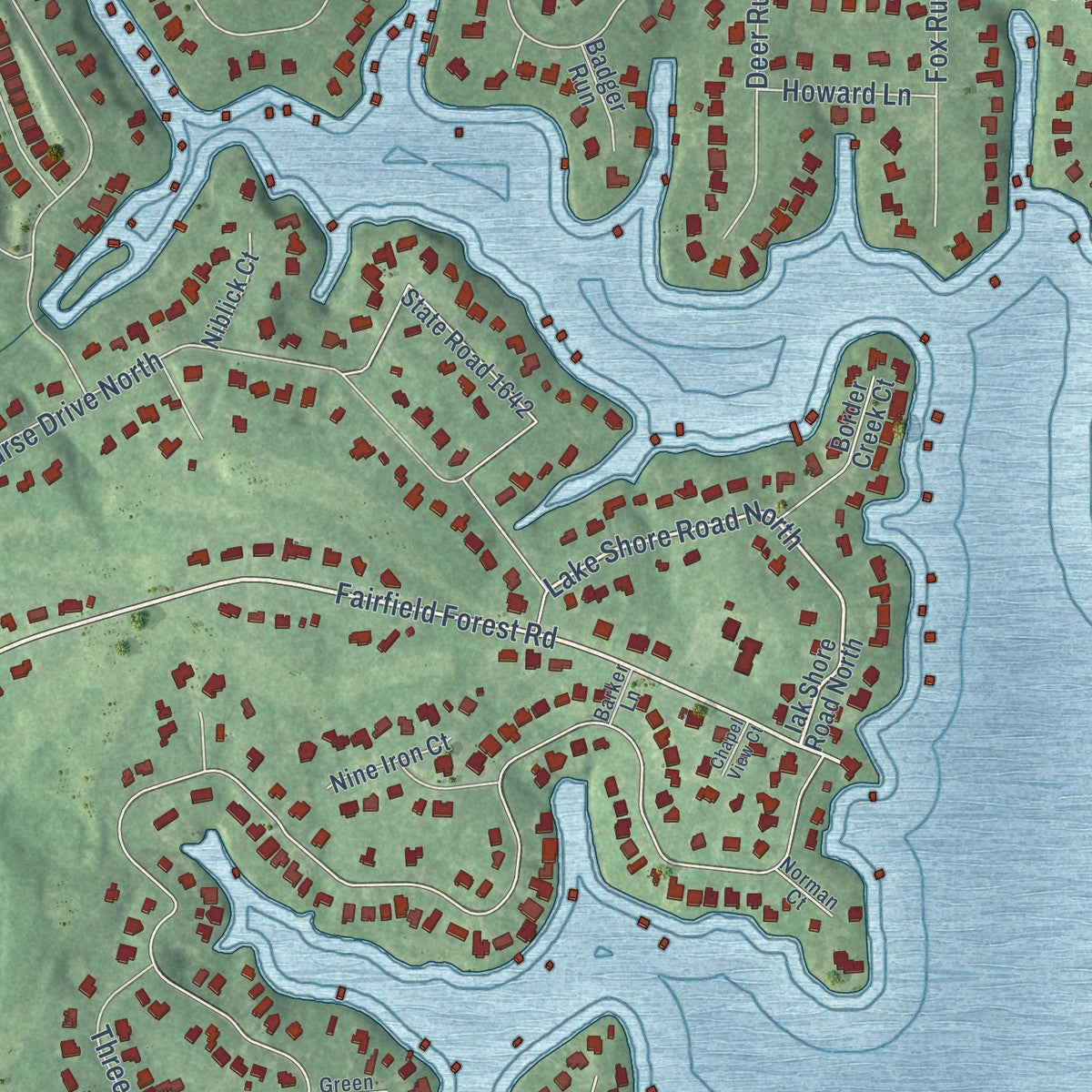 Close-up of the map of Westport, North Carolina print showing street and building detail