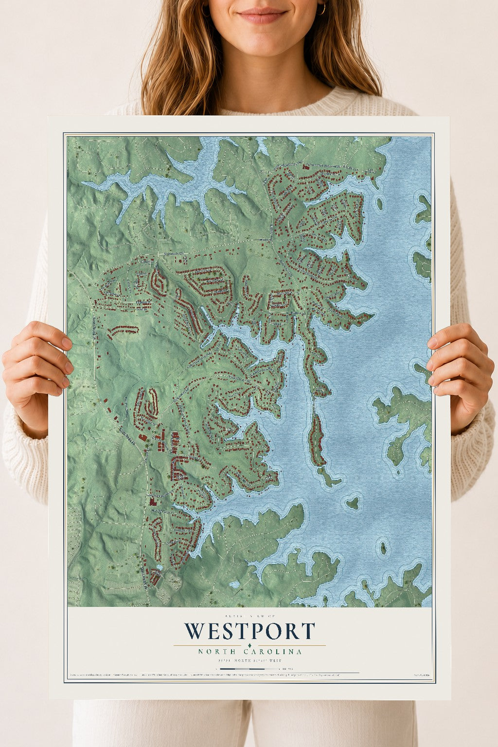 Map of Westport, North Carolina, 18 x 24 inch unframed archival matte print