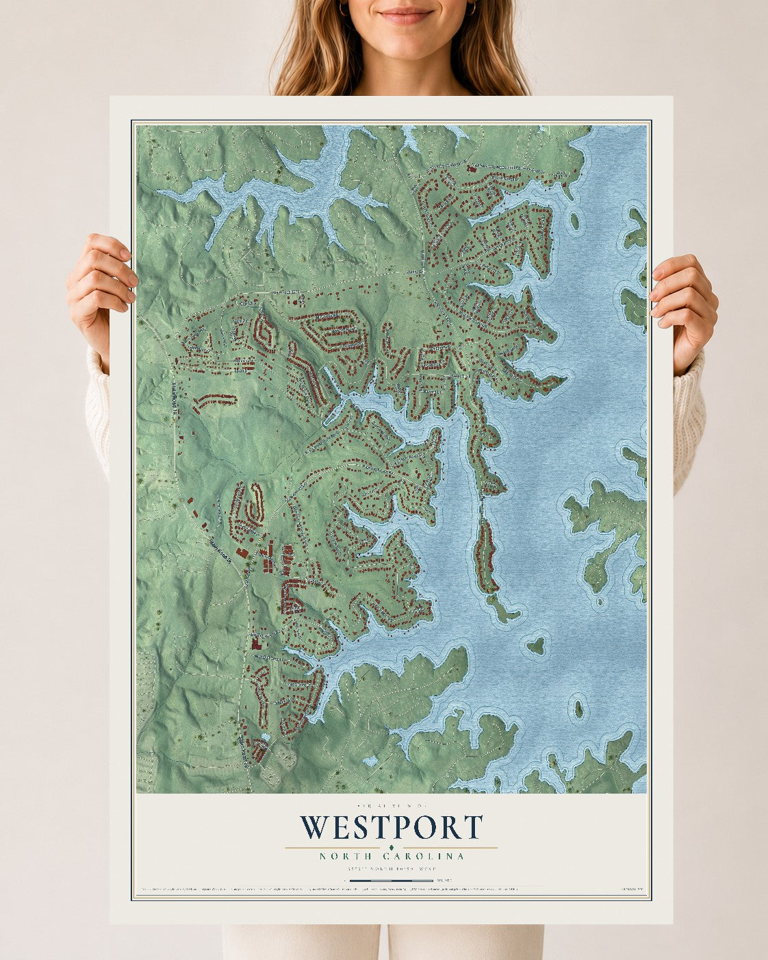 Map of Westport, North Carolina, 24 x 36 inch unframed archival matte print
