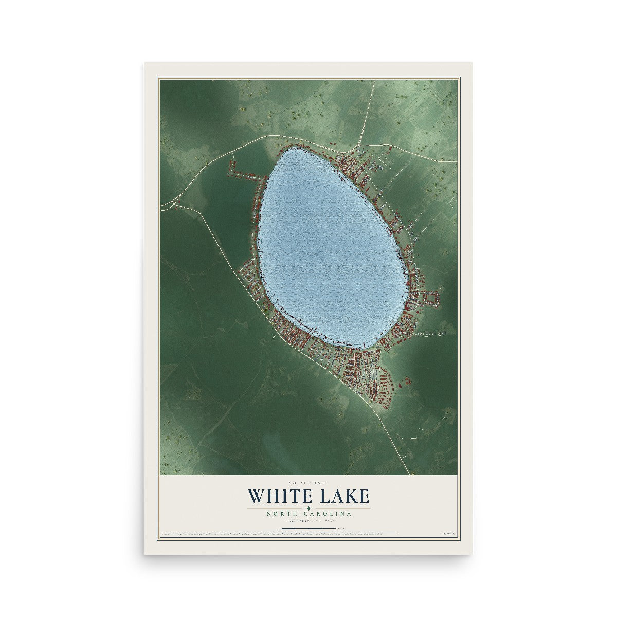 Map of White Lake, North Carolina, 12 x 18 inch unframed archival matte print