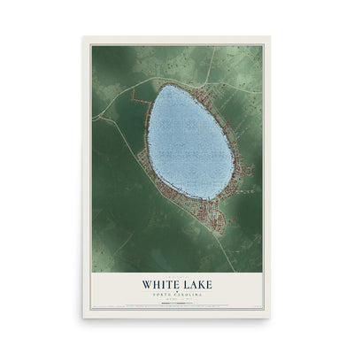 Map of White Lake, North Carolina, 12 x 18 inch unframed archival matte print