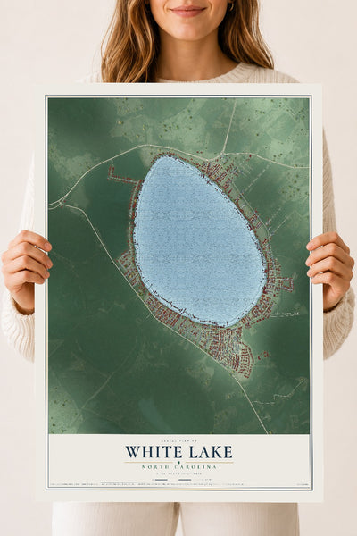 Map of White Lake, North Carolina, 18 x 24 inch unframed archival matte print