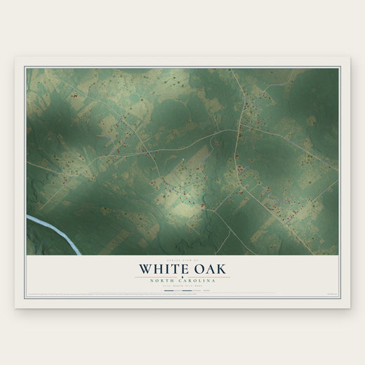 White Oak, North Carolina map print, the full design