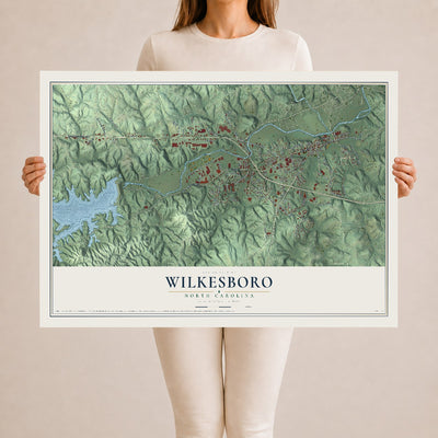 Map of Wilkesboro, North Carolina, 24 x 36 inch unframed archival matte print