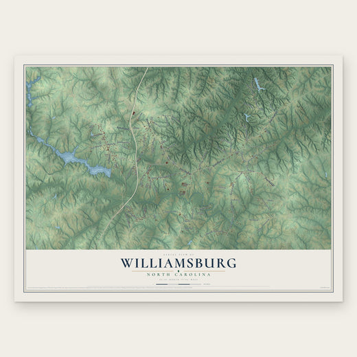 Williamsburg, North Carolina map print, the full design