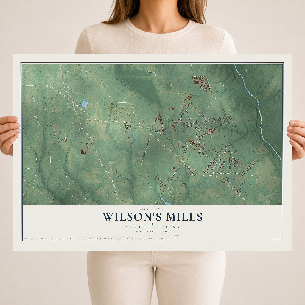Map of Wilson's Mills, North Carolina, 18 x 24 inch unframed archival matte print