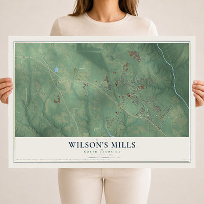 Map of Wilson's Mills, North Carolina, 18 x 24 inch unframed archival matte print