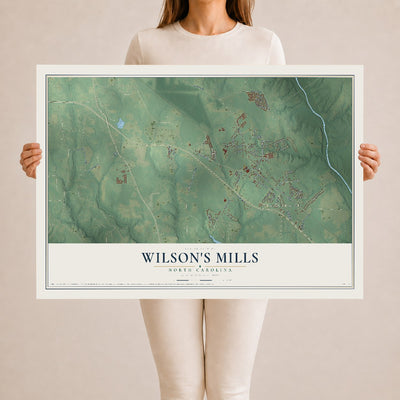 Map of Wilson's Mills, North Carolina, 24 x 36 inch unframed archival matte print