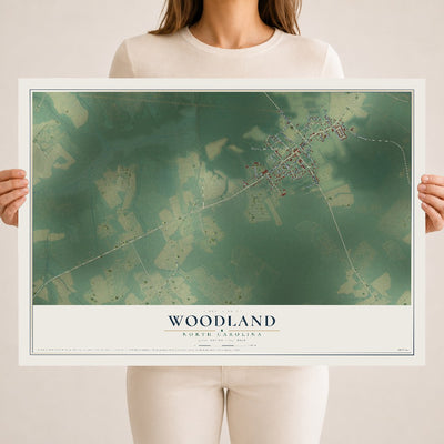 Map of Woodland, North Carolina, 18 x 24 inch unframed archival matte print