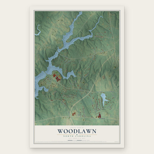 Woodlawn, North Carolina map print, the full design