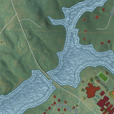 Close-up of the map of Woodlawn, North Carolina print showing street and building detail