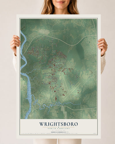 Map of Wrightsboro, North Carolina, 24 x 36 inch unframed archival matte print