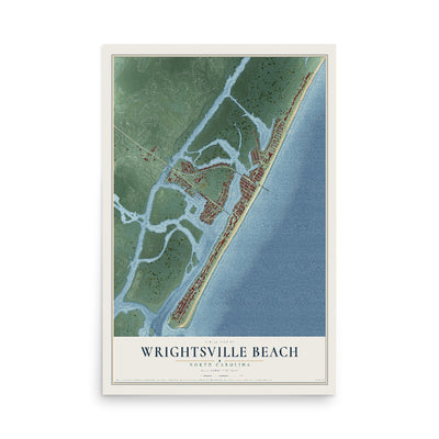 Map of Wrightsville Beach, North Carolina, 12 x 18 inch unframed archival matte print