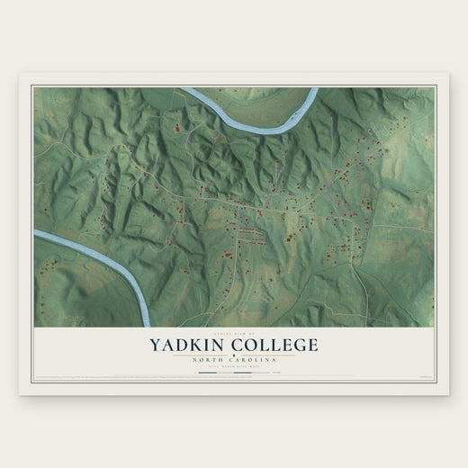 Yadkin College, North Carolina map print, the full design