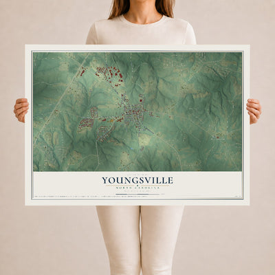 Map of Youngsville, North Carolina, 24 x 36 inch unframed archival matte print
