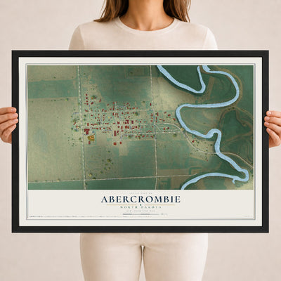 Map of Abercrombie, North Dakota, 18 x 24 inch print in a black wood frame