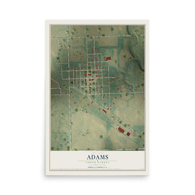 Map of Adams, North Dakota, 12 x 18 inch unframed archival matte print