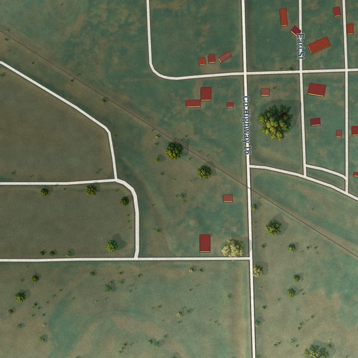 Second close-up of the map of Adams, North Dakota print showing more streets and buildings