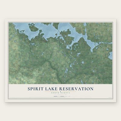Spirit Lake Reservation, North Dakota map print, the full design