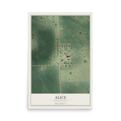Map of Alice, North Dakota, 12 x 18 inch unframed archival matte print