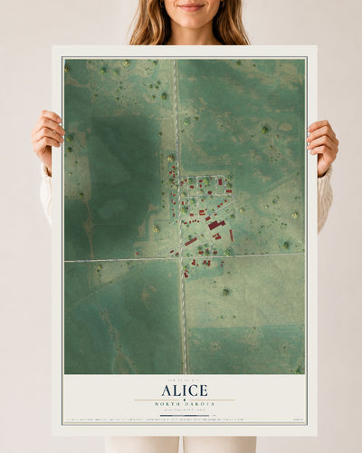 Map of Alice, North Dakota, 24 x 36 inch unframed archival matte print
