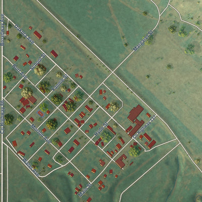 Close-up of the map of Almont, North Dakota print showing street and building detail