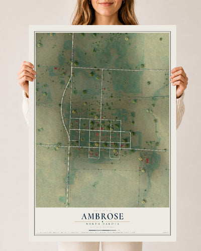 Map of Ambrose, North Dakota, 24 x 36 inch unframed archival matte print
