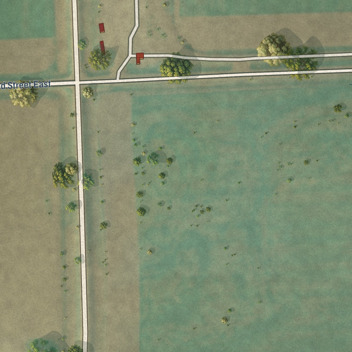 Second close-up of the map of Amenia, North Dakota print showing more streets and buildings