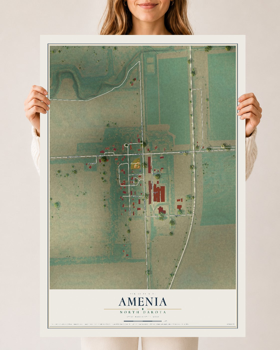 Map of Amenia, North Dakota, 24 x 36 inch unframed archival matte print