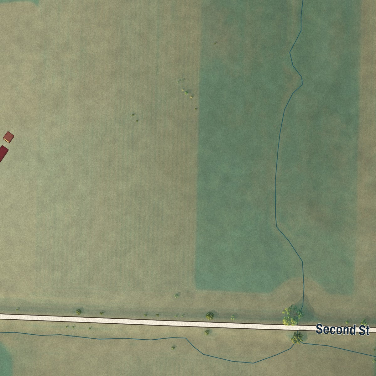 Second close-up of the map of Amidon, North Dakota print showing more streets and buildings