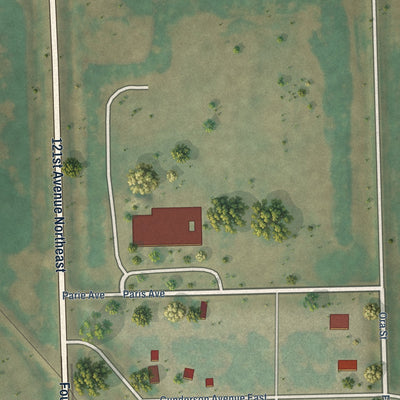 Second close-up of the map of Aneta, North Dakota print showing more streets and buildings