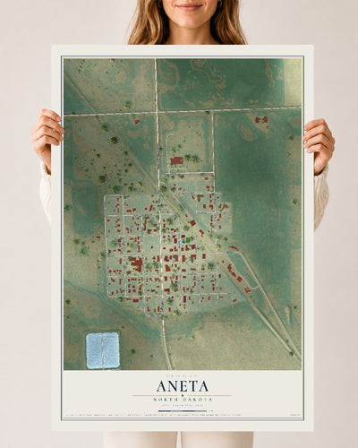 Map of Aneta, North Dakota, 24 x 36 inch unframed archival matte print