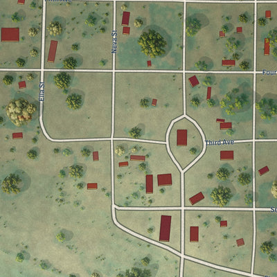 Close-up of the map of Antler, North Dakota print showing street and building detail
