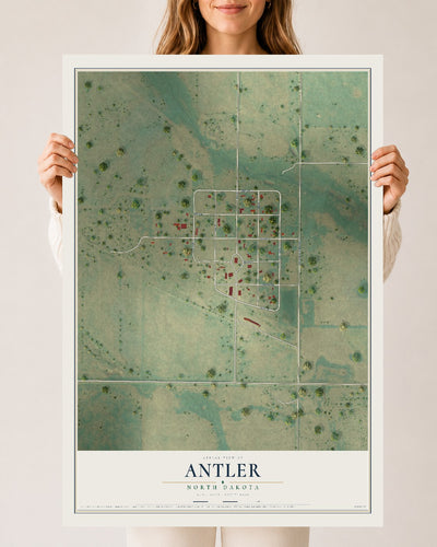 Map of Antler, North Dakota, 24 x 36 inch unframed archival matte print