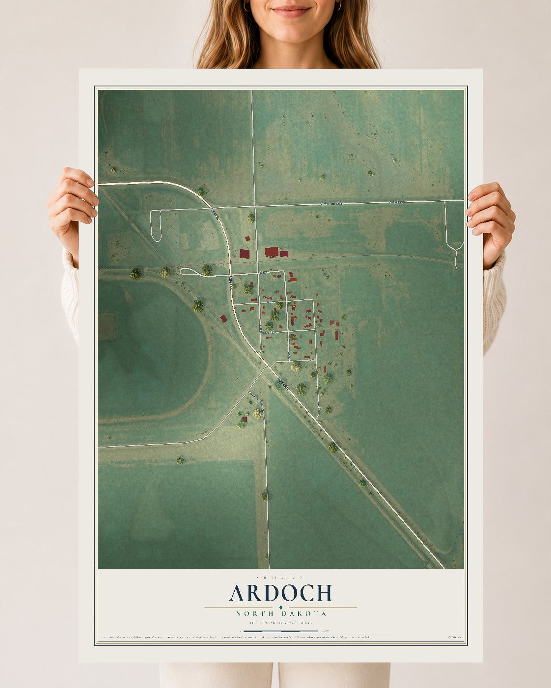 Map of Ardoch, North Dakota, 24 x 36 inch unframed archival matte print