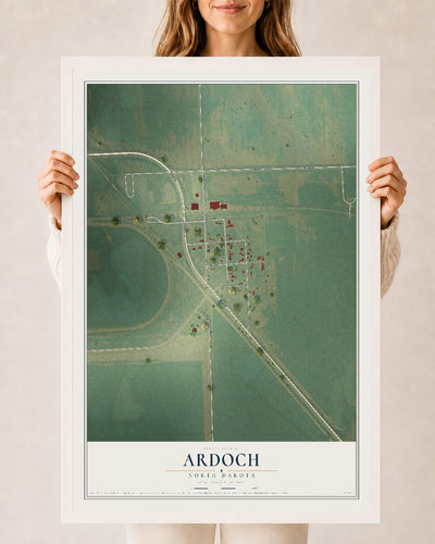 Map of Ardoch, North Dakota, 24 x 36 inch print in a white wood frame