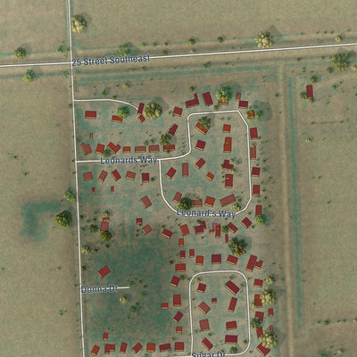 Second close-up of the map of Argusville, North Dakota print showing more streets and buildings
