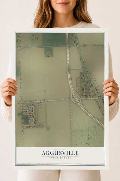 Map of Argusville, North Dakota, 18 x 24 inch unframed archival matte print