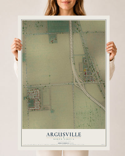 Map of Argusville, North Dakota, 24 x 36 inch unframed archival matte print