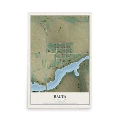 Map of Balta, North Dakota, 12 x 18 inch unframed archival matte print